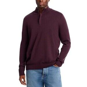 HUGO BOSS Sweater Mens XXL Burgundy 1/4 Zip Pullover Wool Blend LORMAN $198